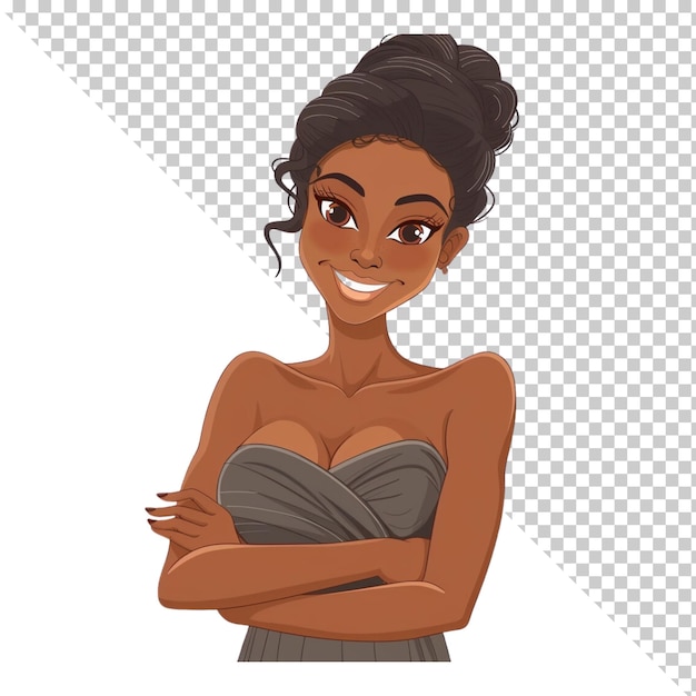 PSD illustration d'une femme noire isolée sur un fond transparent