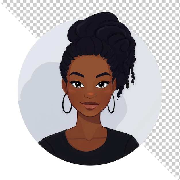 PSD illustration d'une femme noire isolée sur un fond transparent