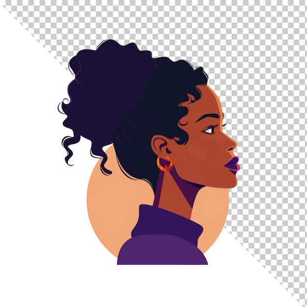 PSD illustration d'une femme noire isolée sur un fond transparent