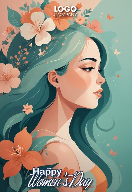 PSD illustration de la fête de la femme avec des fleurs