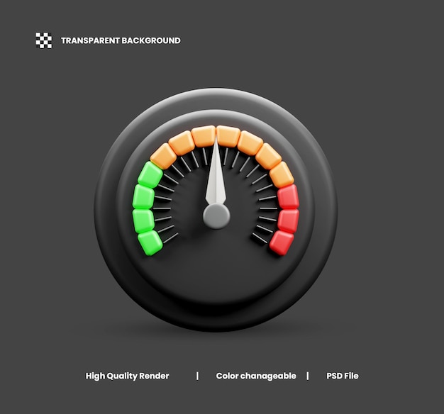 PSD illustration de l'icône 3d du compteur de vitesse de la voiture