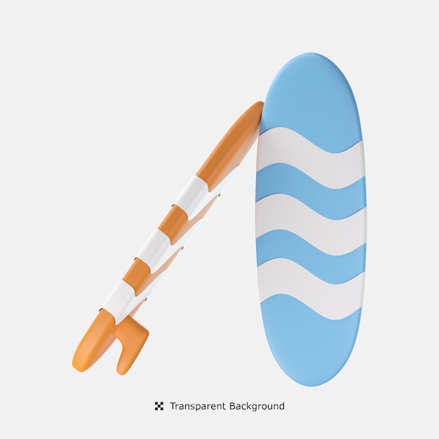 Illustration d'icône 3d de planche de surf