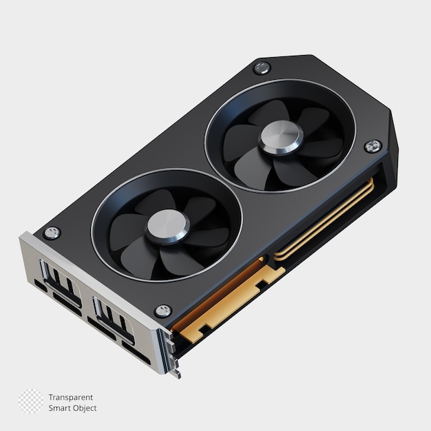 PSD illustration de l'icône de rendu 3d carte vga écran de mémoire gpu isolé