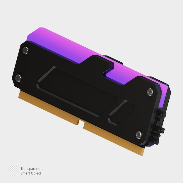 PSD illustration de l'icône de rendu 3d mémoire de l'ordinateur ram