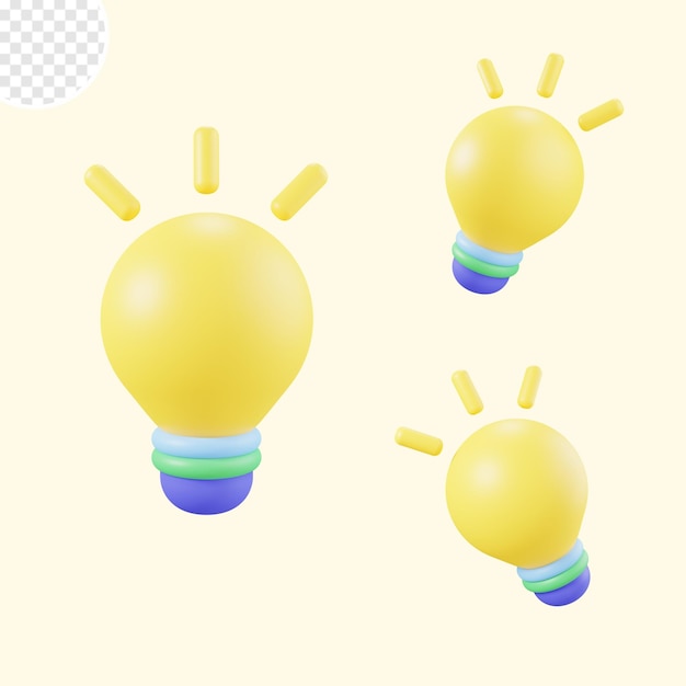 PSD illustration d'idée de lampe 3d avec fond transparent