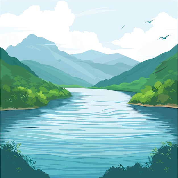 PSD illustration indienne de la rivière brahmaputra