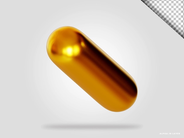 PSD illustration de rendu 3d capsule dorée isolée