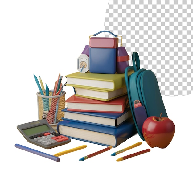 PSD illustration de retour à l'école en png