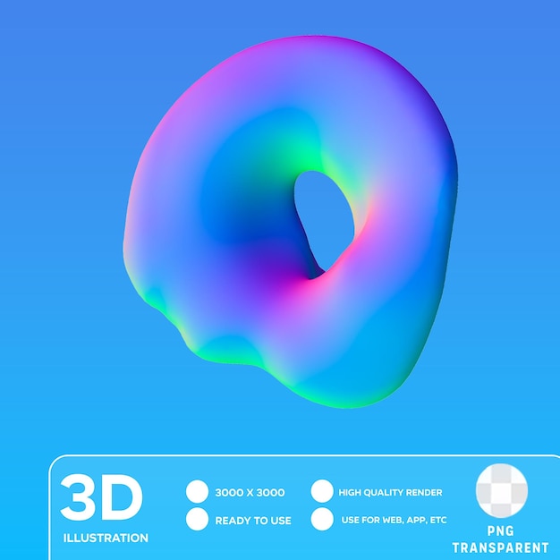 PSD illustrazione 3d a gradiente di forma astratta a colori psd