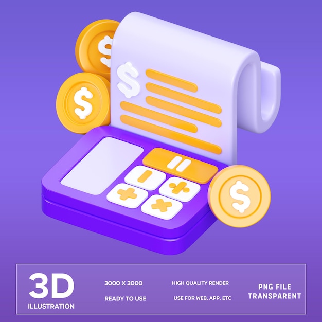 PSD illustrazione 3d del calcolo del bilancio psd