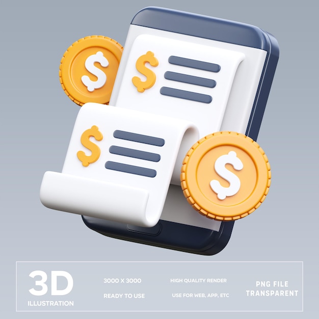 PSD illustrazione 3d del pagamento mobile psd