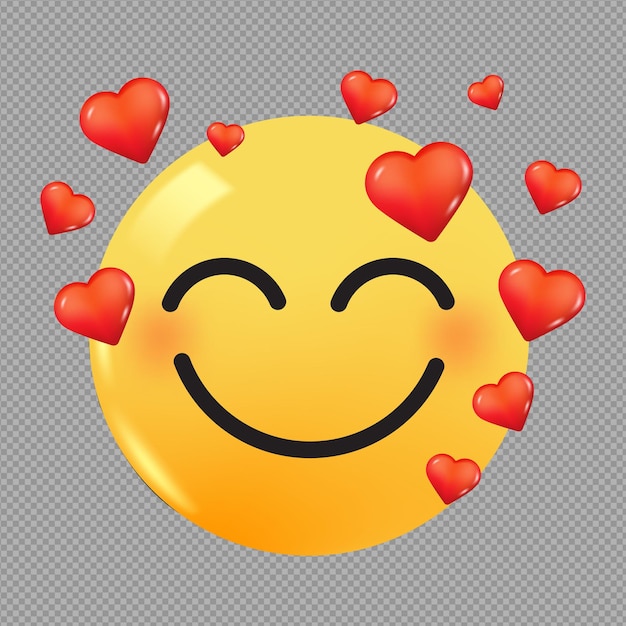 PSD illustrazione 3d dell'emoji dell'amore felice