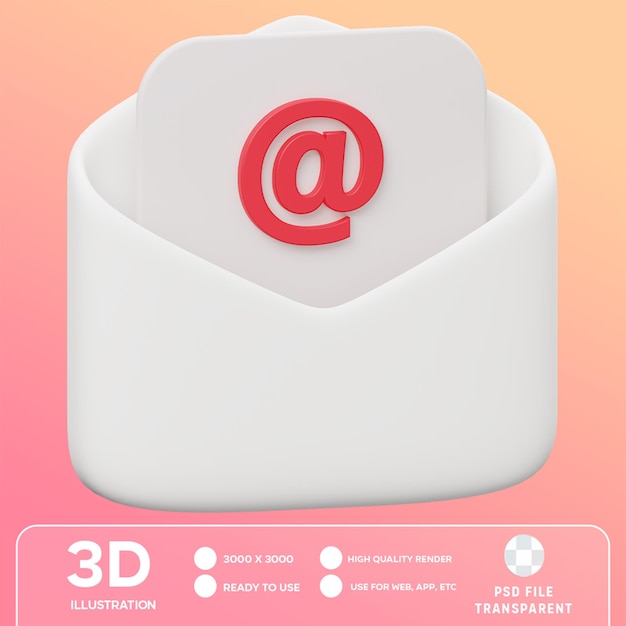 PSD illustrazione 3d di avvertimento di e-mail psd