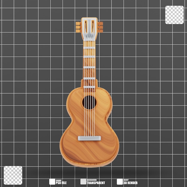 PSD illustrazione 3d di chitarra acustica