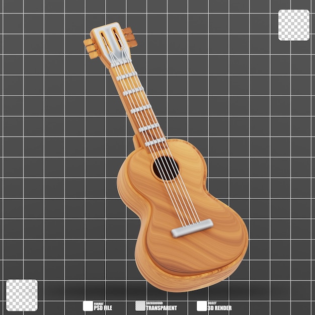 PSD illustrazione 3d di chitarra acustica