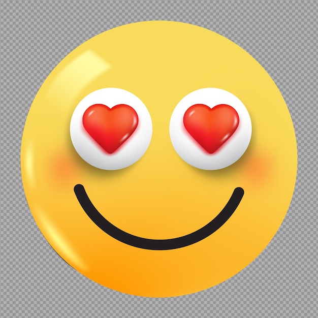 PSD illustrazione 3d di cuori d'amore negli occhi emoji