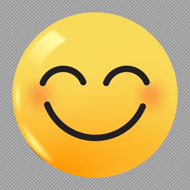 PSD illustrazione 3d di faccia sorridente con occhi sorridenti icona emoji su sfondo trasparente