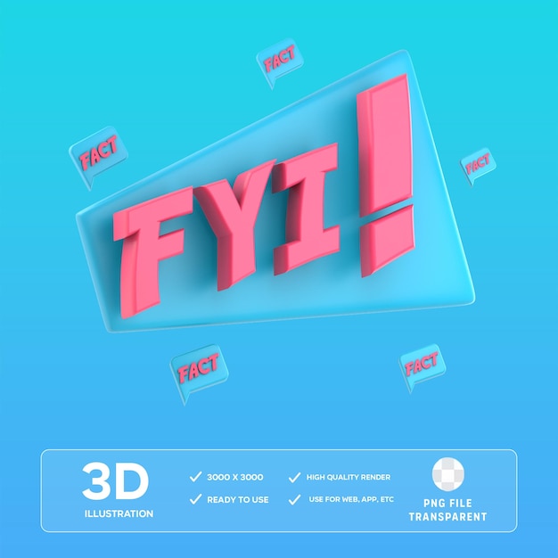 PSD illustrazione 3d di psd fyi