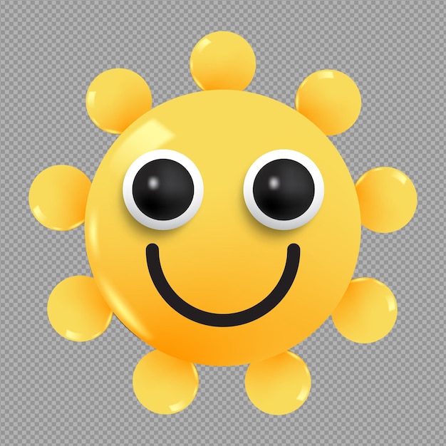 PSD illustrazione 3d di un'emoji luminosa che splende sul fondo trasparente