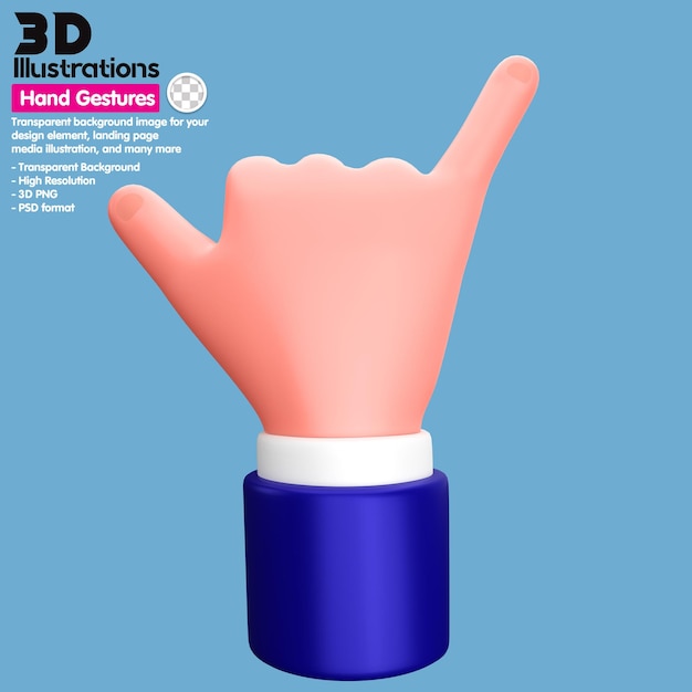 PSD illustrazione 3d icona delle mani