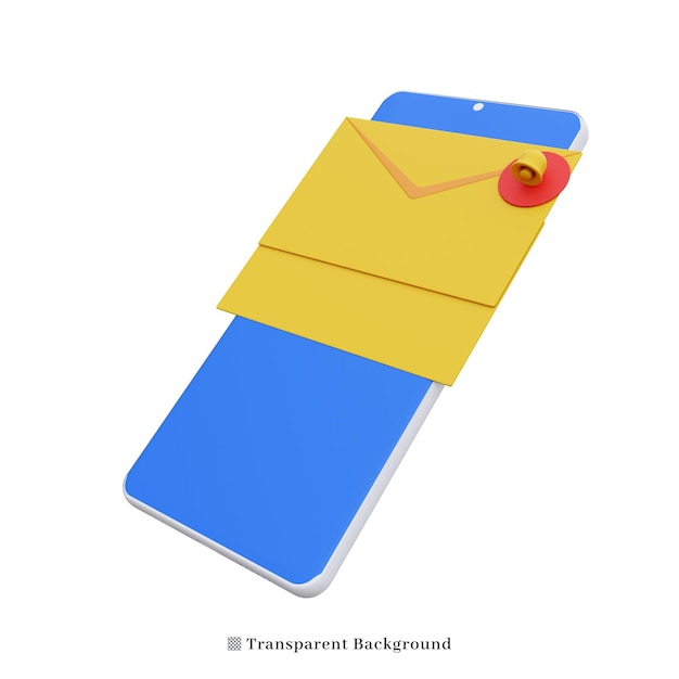 PSD illustrazione 3d nuova notifica e-mail sul telefono