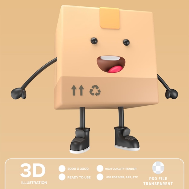 PSD ilustração 3d da caixa de encomendas psd