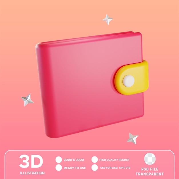 PSD ilustração 3d da carteira psd