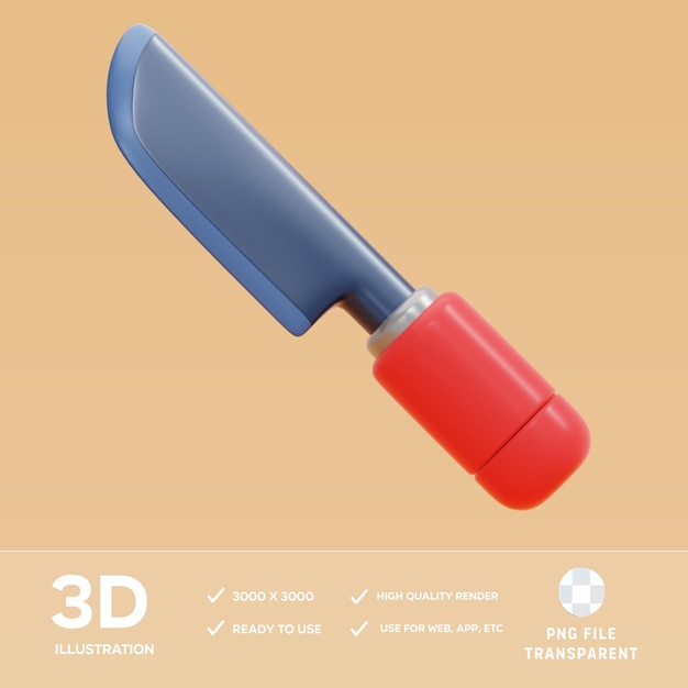 PSD ilustração 3d da faca psd