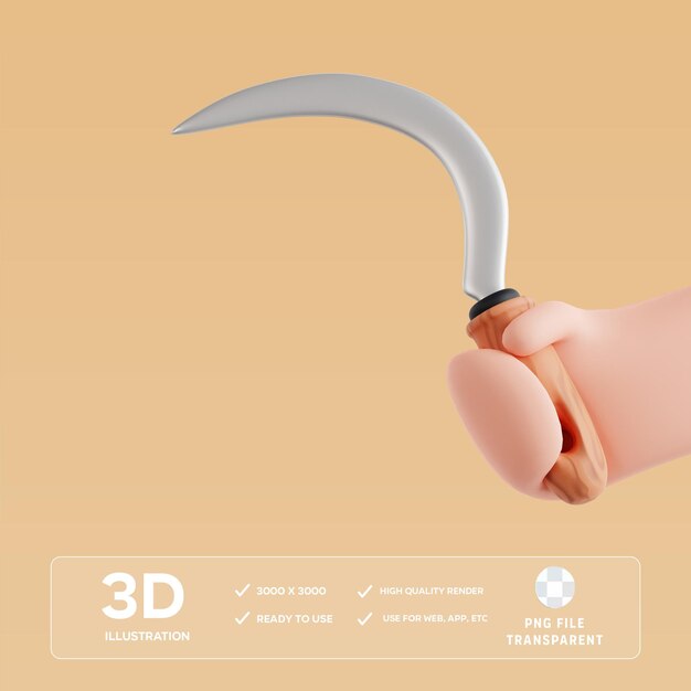 PSD ilustração 3d da foice psd