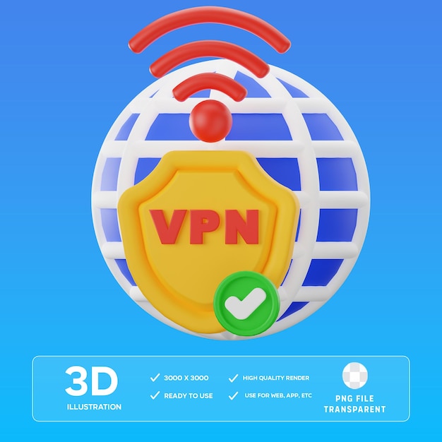 PSD ilustração 3d da psd vpn