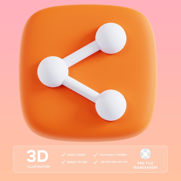 Ilustração 3D de compartilhamento de PSD