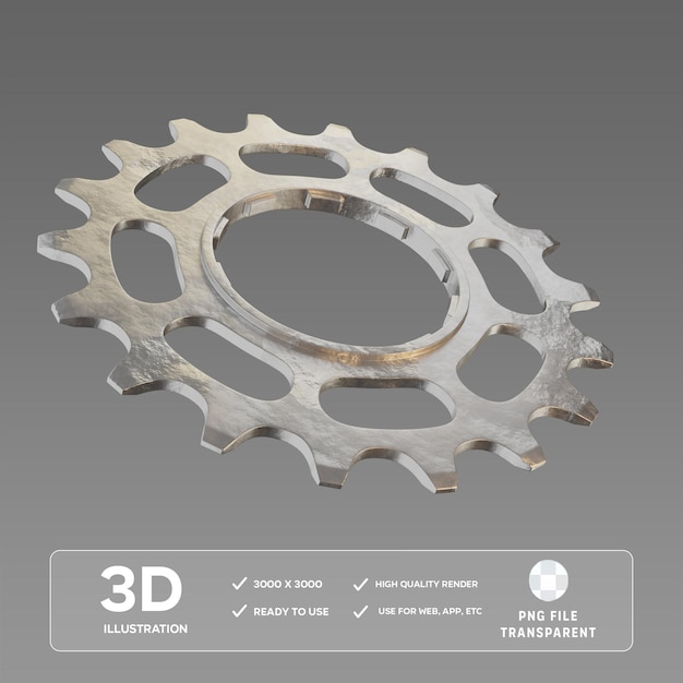 Ilustração 3D de engrenagens metálicas realistas PSD