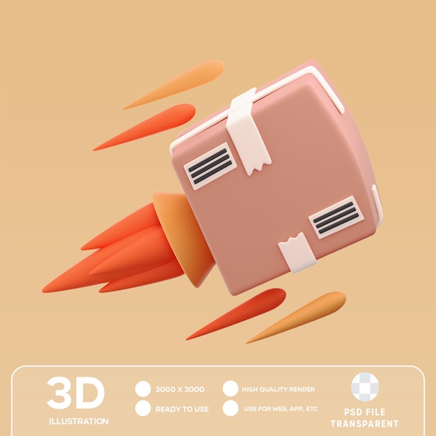 PSD ilustração 3d de entrega rápida de psd