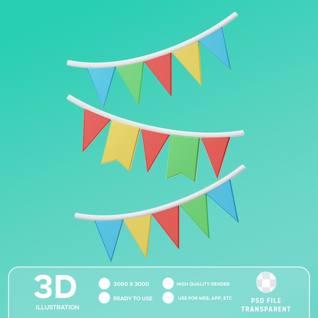 PSD ilustração 3d de guirlandas de festas psd