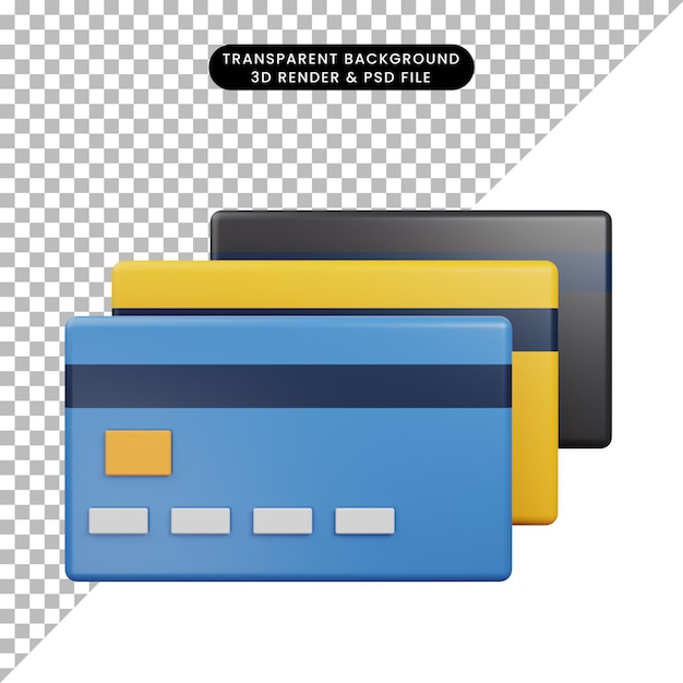ilustração 3D de renderização 3d de cartão de crédito ícone bancário