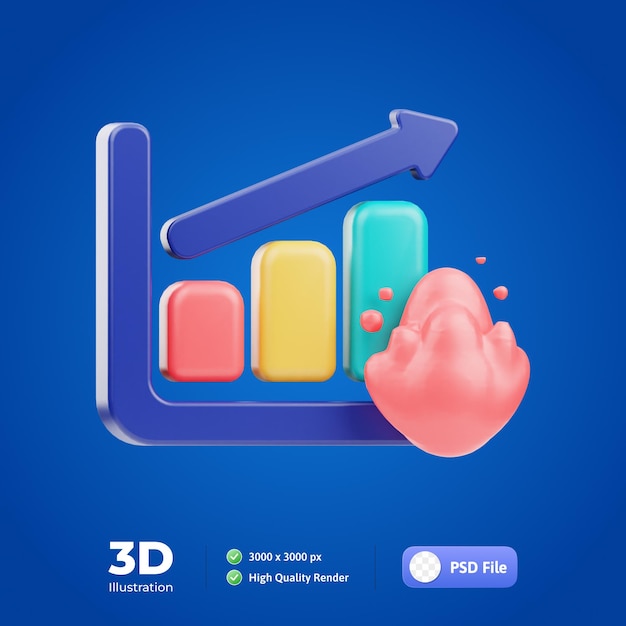 PSD ilustração 3d de tendências de mercado