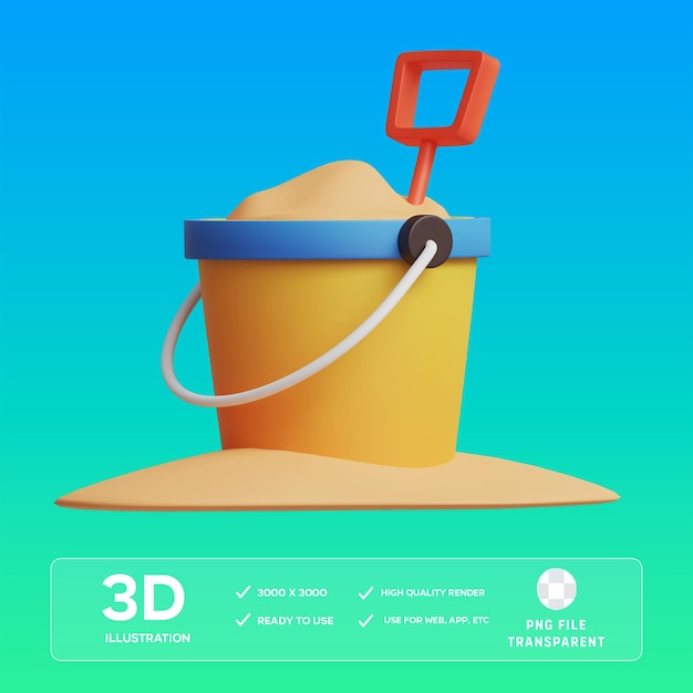 PSD ilustração 3d de um balde de areia