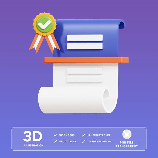 PSD ilustração 3d do documento de transparência da psd