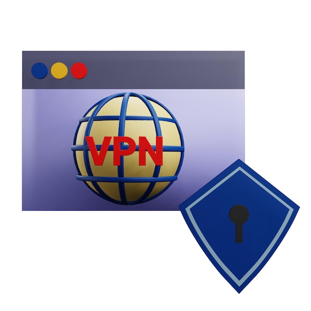 PSD ilustração 3d do ícone vpn