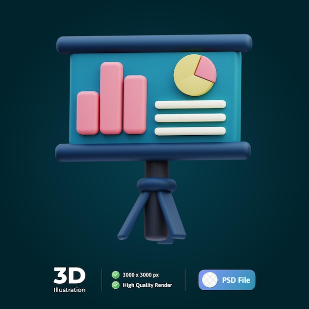 Ilustração 3D do negócio da apresentação