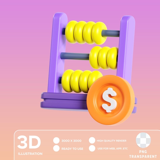 PSD ilustração 3d do psd abacus