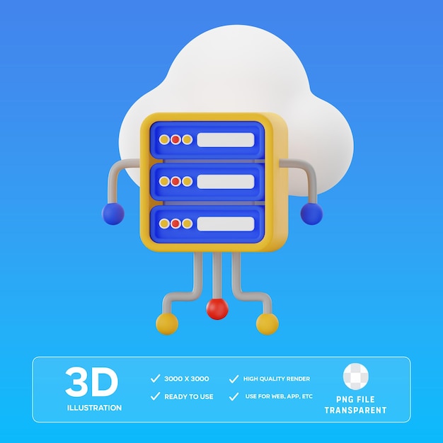 PSD ilustração 3d do psd cloud server