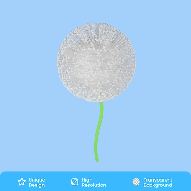 Ilustração 3D floral de dente de leão