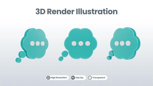 PSD ilustração 3d isolada de bate-papo de bolha 3d