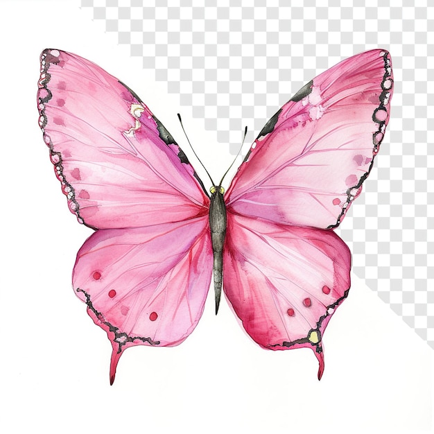 PSD ilustração de borboleta em aquarela rosa caprichosa