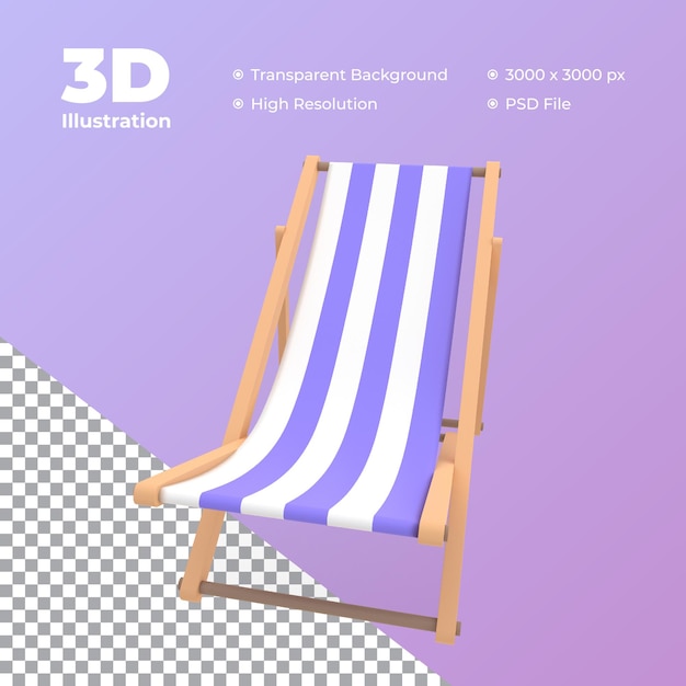 ilustração de cadeira de praia de verão 3d