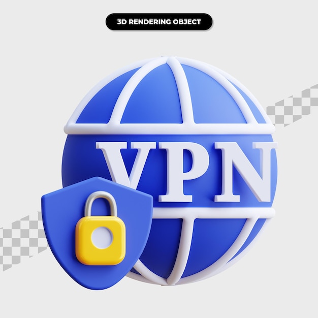 PSD ilustração de ícone de vpn de renderização 3d