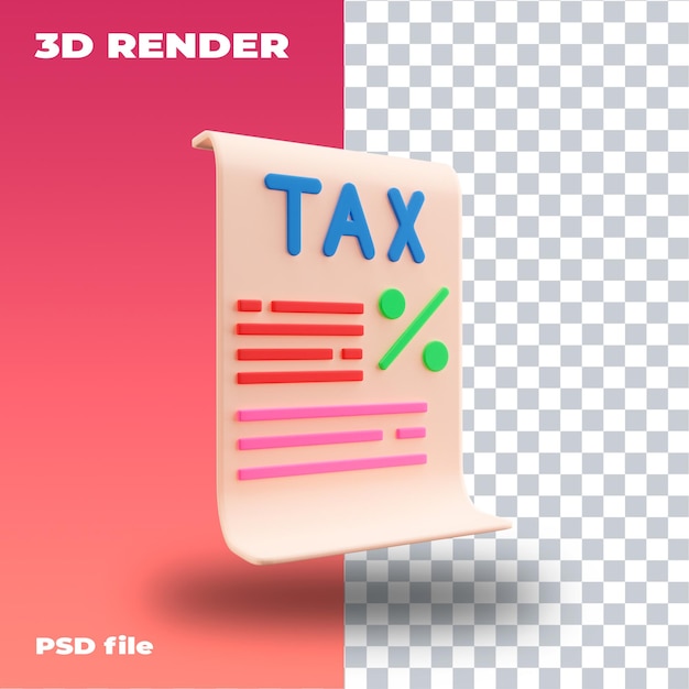 Ilustração de imposto PSD renderização 3d ícone 3d