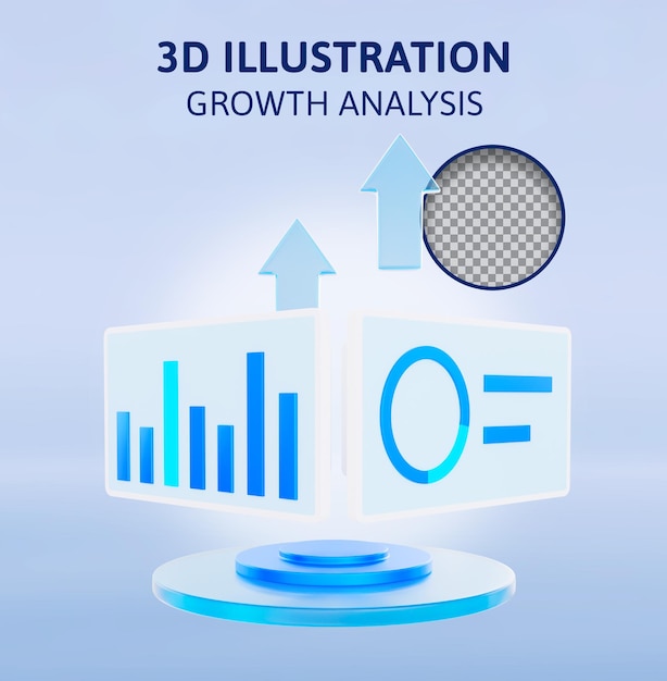 PSD ilustração de renderização 3d de análise de crescimento