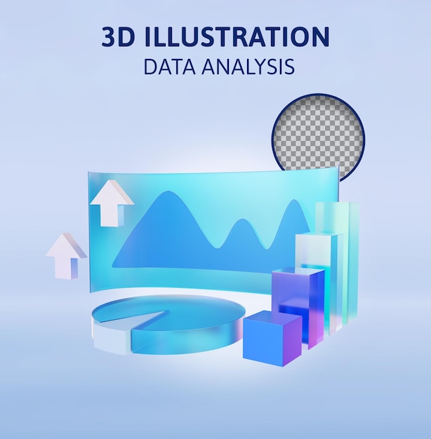 PSD ilustração de renderização 3d de gráfico de análise de dados